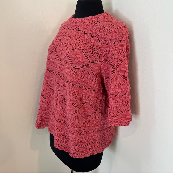 Boden Claudia Knitted Top US 12 100% Cotton Crochet Knit Dusty Rose Womens - Picture 4 of 11
